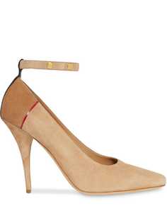 Burberry Triple Stud Stripe Detail Suede Point-toe Pumps