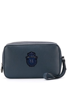 Billionaire logo patch clutch bag