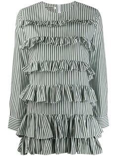 Jourden striped ruffled mini shirt dress
