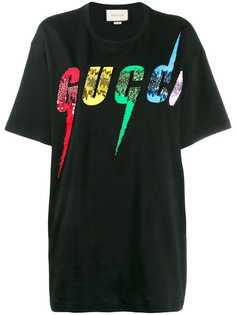Gucci футболка с логотипом из пайеток