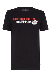 Черная футболка с контрастной надписью Philipp Plein