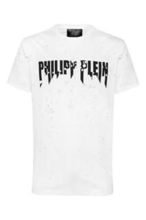 Белая футболка с рваной отделкой Philipp Plein