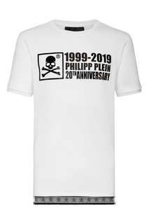 Белая футболка с рельефной надписью Philipp Plein