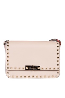 Бежевая кожаная сумка Rockstud Valentino