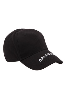 Черная бейсболка с белым логотипом Balenciaga