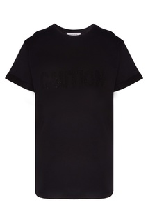 Черная футболка с отделкой кристаллами Victoria Bonya Jeans