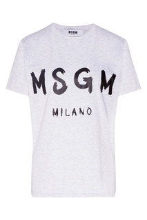 Серая футболка с контрастным принтом Msgm