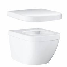 Подвесной безободковый компактный унитаз GROHE Euro Ceramic с сиденьем с микролифтом (NW0029-1)