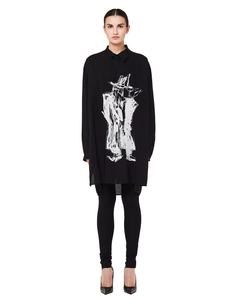 Черная длинная рубашка с принтом Yohji Yamamoto