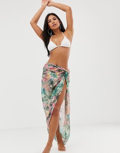 Пляжное парео с узлом, тропическим принтом и эффектом деграде ASOS DESIGN - Мульти