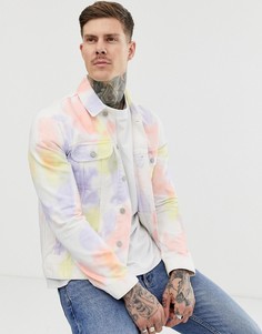 Джинсовая куртка в стиле вестерн с принтом тай-дай ASOS DESIGN - Белый