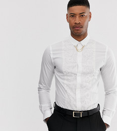 Белая приталенная рубашка с кружевной вставкой Twisted Tailor tall - Белый