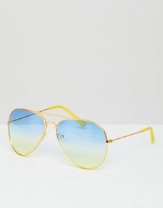 Солнцезащитные очки-авиаторы со стеклами омбре 7X - Синий