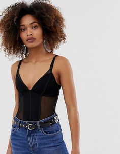 Черное сетчатое боди New Look - Черный