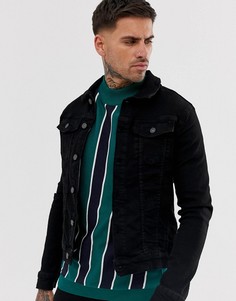 Черная джинсовая куртка River Island - Черный