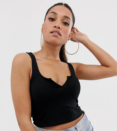 Черная укороченная майка с разрезом ASOS DESIGN Petite - Черный