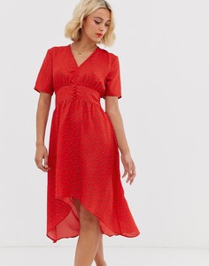 Чайное платье миди с пуговицами JDY - Красный
