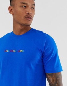 Синяя футболка с логотипом Calvin Klein Jeans Pride - Синий