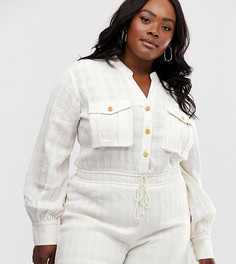 Мягкий ромпер в стиле милитари с карманами ASOS DESIGN Curve - Белый