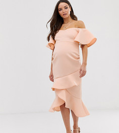 Платье-футляр персикового цвета с оборкой по краю True Violet Maternity - Розовый