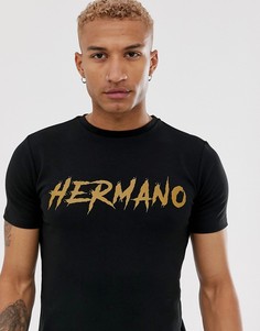 Футболка с логотипом на груди Hermano - Черный