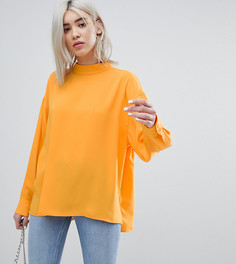 Шифоновая блузка с высоким воротником и складками на спине Weekday - Оранжевый