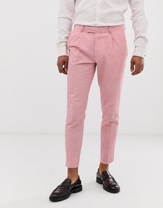 Розовые зауженные брюки с добавлением льна Moss London - Розовый