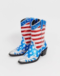 Ботинки в стиле вестерн с принтом флага США Buffalo London Gerda - Синий