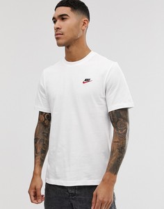 Белая футболка с красным логотипом-галочкой Nike - Club - Белый