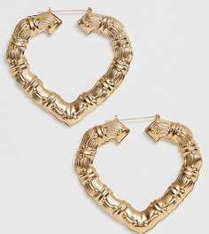 Массивные позолоченные серьги-кольца в форме сердец Image Gang - Золотой