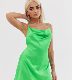 Зеленое платье на бретельках и со свободным воротом PrettyLittleThing Petite - Зеленый