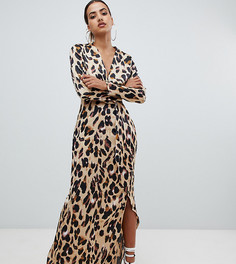 Платье макси с запахом и леопардовым принтом Missguided - Мульти