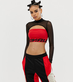 Кроп-топ с сетчатой отделкой и вырезом COLLUSION x Motocross - Красный