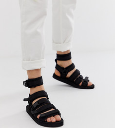 Черные сандалии для широкой стопы с ремешками с застежками-липучками ASOS DESIGN - Черный