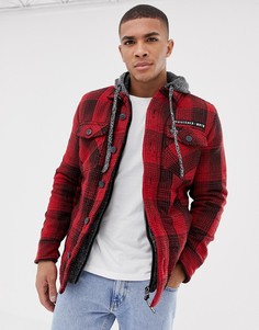 Красная рубашка навыпуск в крупную клетку с капюшоном Superdry Everest Storm - Красный