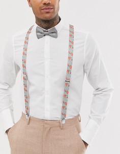 Серый однотонный галстук-бабочка и подтяжки с цветочным принтом ASOS DESIGN - Серый