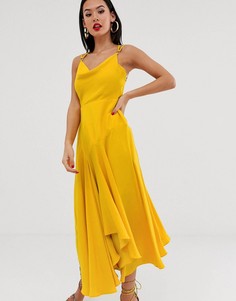 Желтое платье-комбинация мидакси со свободным воротом Forever New - Желтый