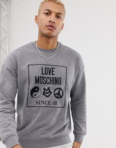 Свитер с вышитым логотипом Love Moschino - Серый