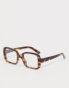 Квадратные солнцезащитные очки с черепаховой оправой и прозрачными стеклами ASOS DESIGN - Коричневый