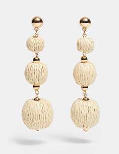 Серьги из рафии с шариками Stradivarius