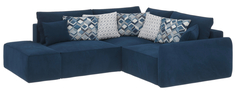 Модульный диван Портленд вариант №1 Soft тёмно-синий (Вел-флок, правый) Home Me