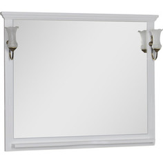 Зеркало с полкой Aquanet Лагуна 120 с светильниками, белое (175303, 173024)