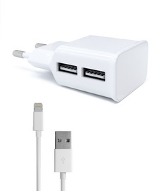 Зарядное устройство Red Line NT-2A 2xUSB 2.1A + кабель 8pin для Apple White УТ000013637