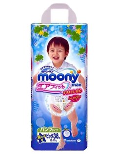 Подгузники Moony Big XL 12-22кг 38шт для мальчиков