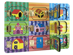 Бизиборд База игрушек Дверцы на замочках 4660007764112