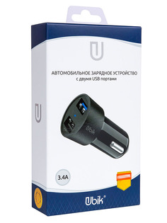 Зарядное устройство Ubik UCP23 2xUSB 3.4A Black