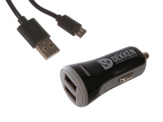 Зарядное устройство Dekken 2xUSB 2.1A + кабель microUSB Black-Grey 20909
