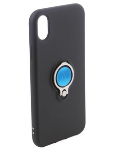 Аксессуар Чехол DF для APPLE iPhone XR Silicone с кольцом-держателем Black iRing-02