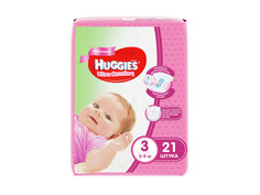 Подгузники Huggies Ultra Comfort 3 5-9кг 21шт для девочек