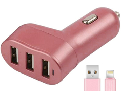 Зарядное устройство Earldom ES-150 3xUSB 5.8A + Lightning Pink